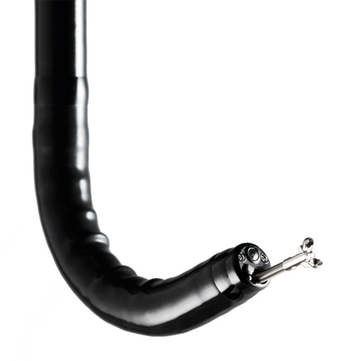 Flexible endoscope with black tubing and metallic tip for medical procedures