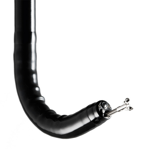 Flexible endoscope with black tubing and metallic tip for medical procedures