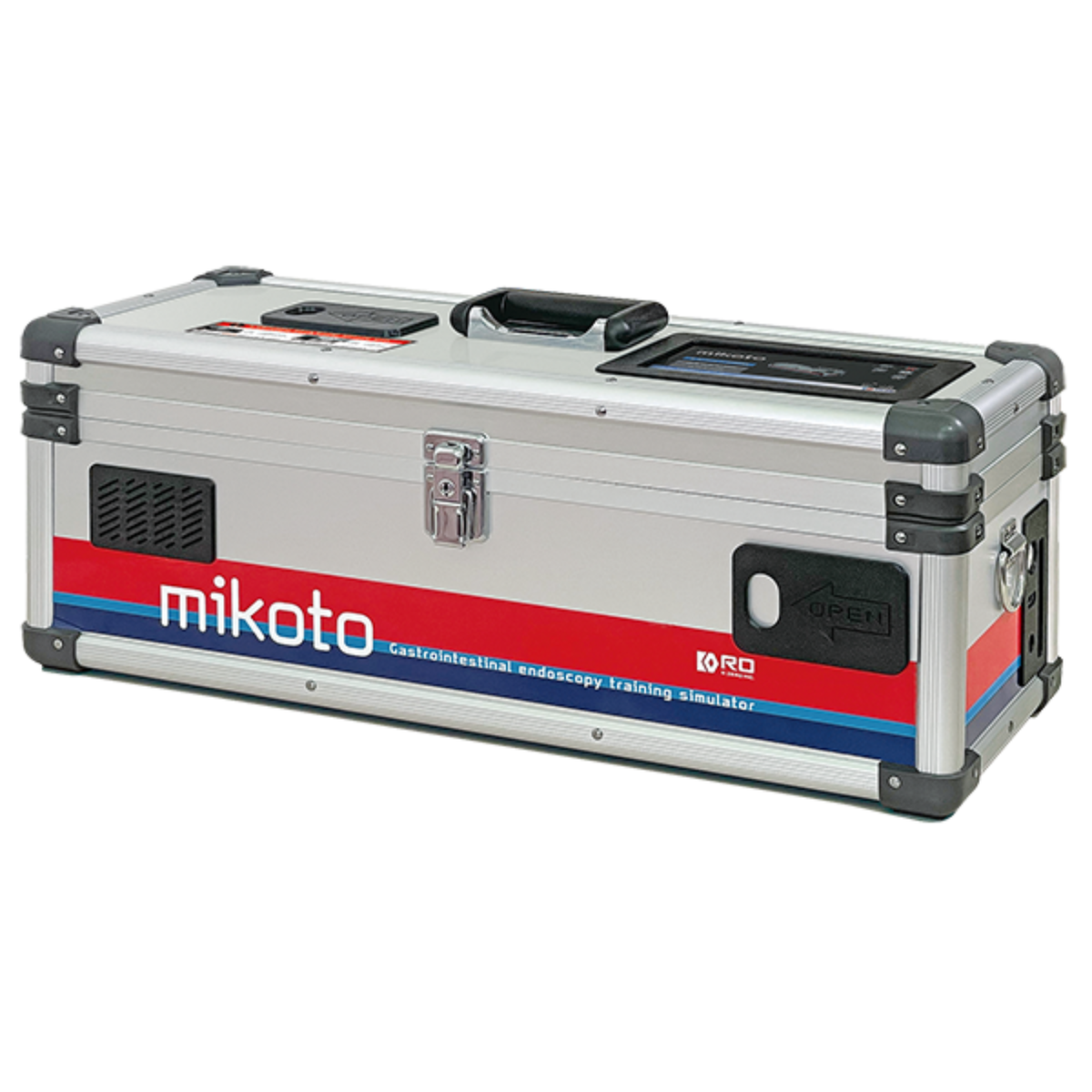 Mikoto gastrointestinal endoscopy training simulator in durable aluminum case