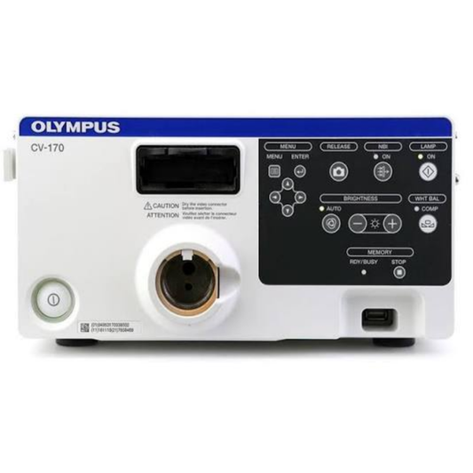 Olympus CV-170 video processor designed for EVIS EXERA III endoscopy systems, offering HDTV imaging, NBI technology, and advanced digital image enhancement for superior clinical performance.