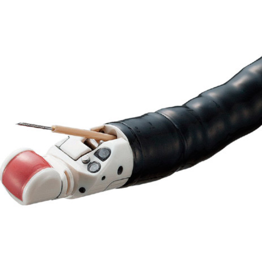Flexible endoscopy tool with precision tip and control buttons for medical procedures
