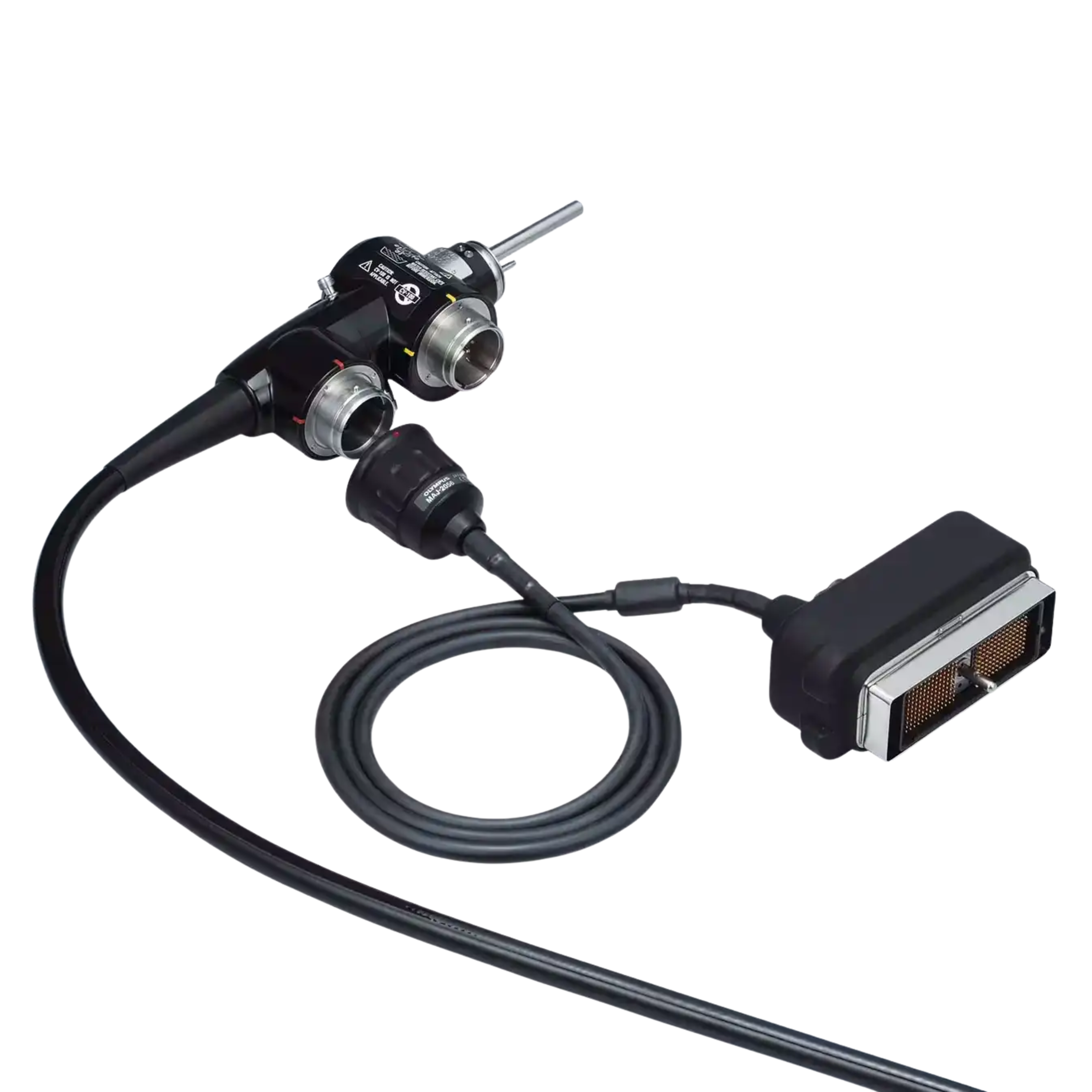Olympus MAJ-2056 ultrasound cable pigtail for EU-ME1 and EU-ME2Olympus MAJ-2056 detachable ultrasound cable designed for secure signal transmission between compatible Olympus EUS/EBUS scopes and EU-ME1 or EU-ME2 ultrasound processors.