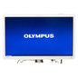 Olympus OEVM262H medical monitor for endoscopy procedures, displaying blue screen with brand logo