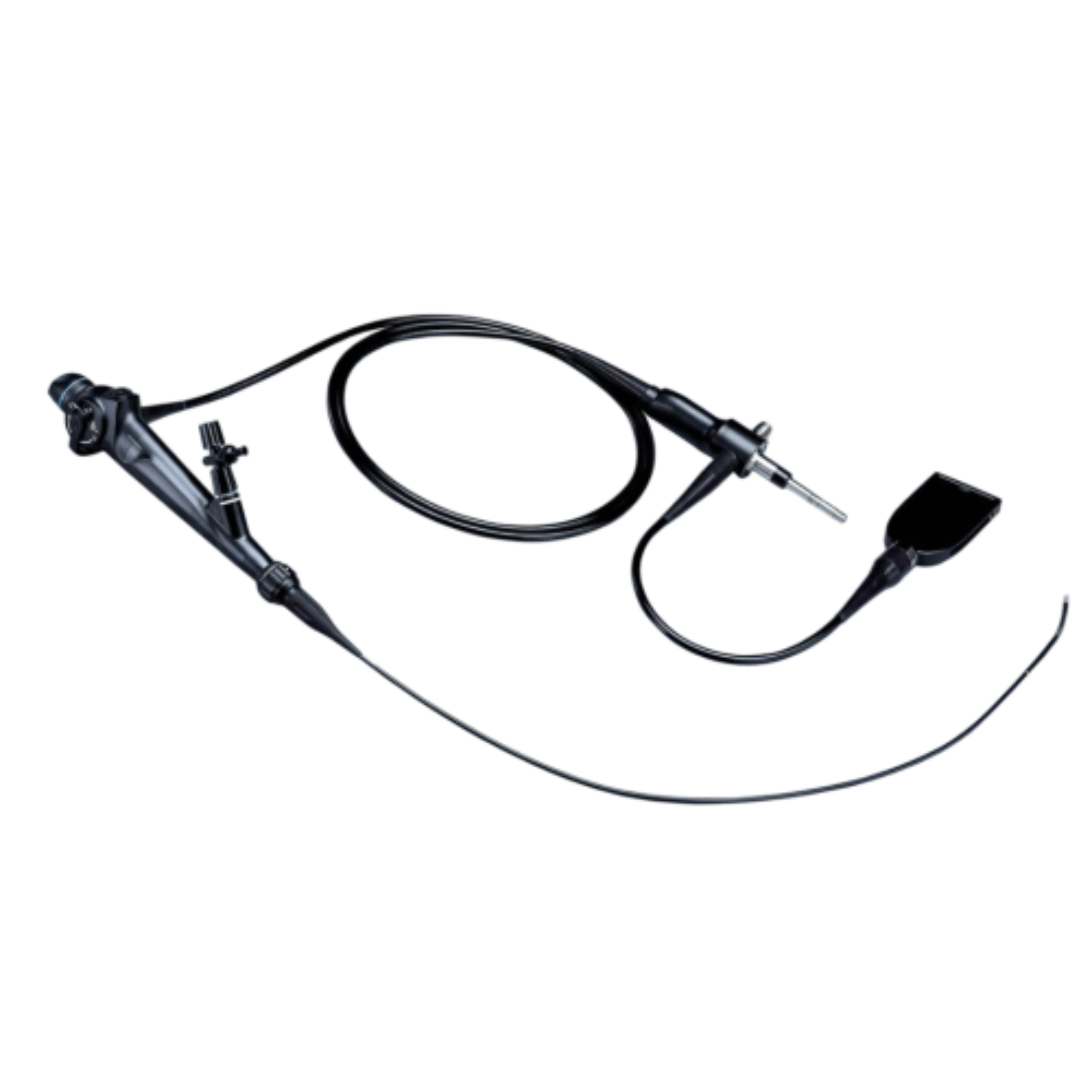 Olympus URF-V flexible digital video ureteroscope designed for urology procedures with high-resolution imaging, slim insertion tube, and laser treatment capability.